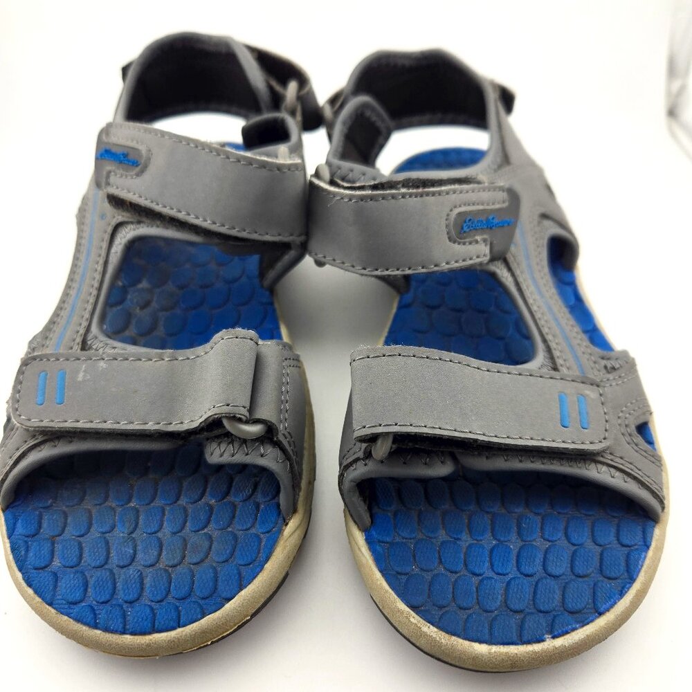 Eddie Bauer Rocky Sport Sandals Boys Size 2 Gray Blue Hook & Loop